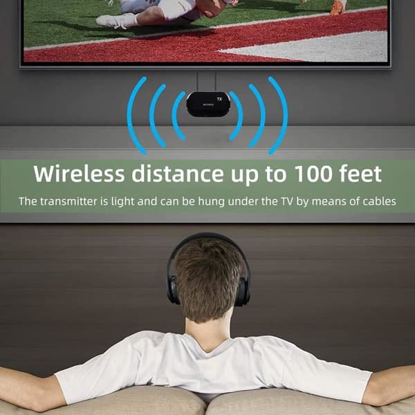 Retekess TA005-TA006 Trådlösa hörlurar för att titta på TV, med sändare, optiskt stöd, koaxial, AUX, RCA-ingång