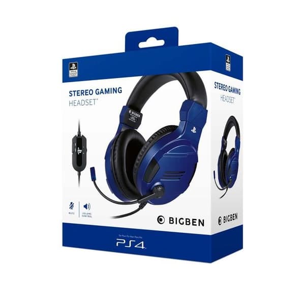 Spelheadset med kabel och mikrofon för PS4, PC, Mac och mobiler - Blå - Circumaural - Volymjustering