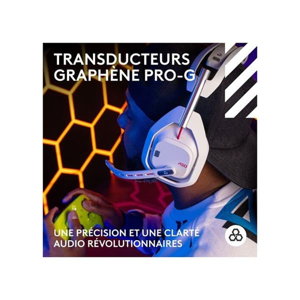 Trådlöst gaming-headset - Logitech - A50 LIGHTSPEED - PRO-G GRAPHENE - Växling mellan 3 system - USB-C