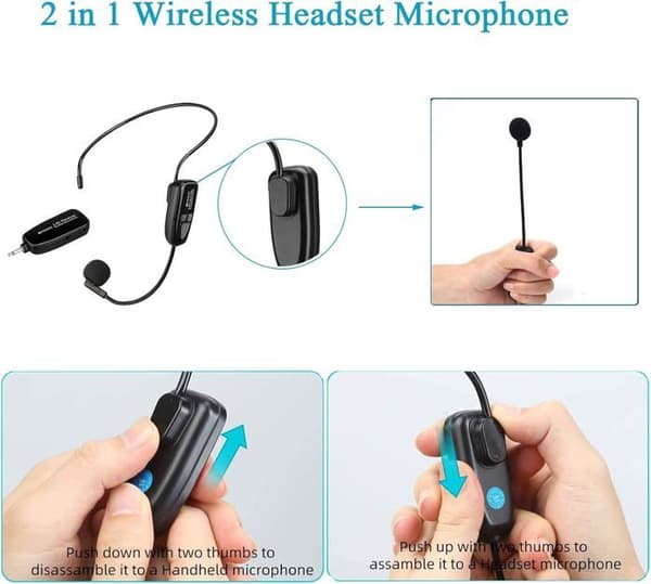 Retekess TT123 Trådlöst Mikrofonheadset, 2.4G, PA-system, Mikrofonförstärkning, Uppladdningsbart, för Fitnesskurser
