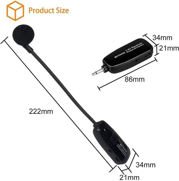 Retekess TT123 Trådlöst Mikrofonheadset, 2.4G, PA-system, Mikrofonförstärkning, Uppladdningsbart, för Fitnesskurser