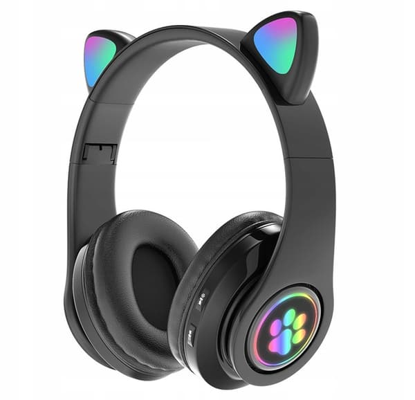 HOVEDTELEFON TIL BØRN BLUETOOTH LED RGB KATTEØRER