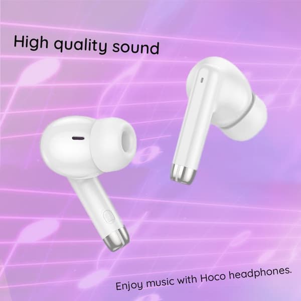 Trådlösa hörlurar (EQ2) TWS, Bluetooth 5.3, aktivering av röstassistent - Hoco - Vit