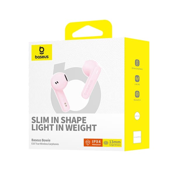 Baseus Bowie E16 Headset True Wireless Earphones In-ear Calls/Music USB Type-C Bluetooth Pink