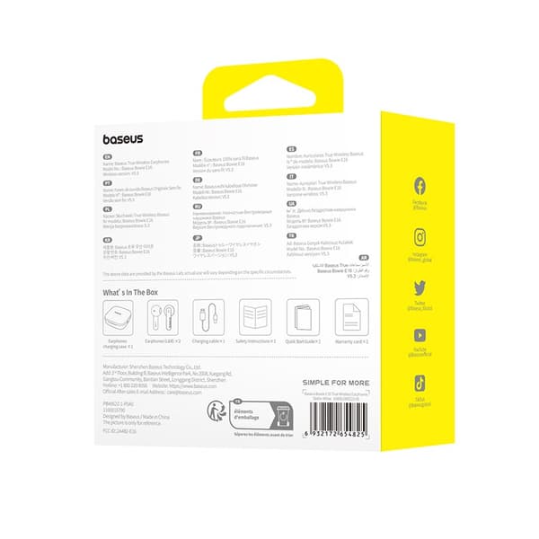 Baseus Bowie E16 Headset True Wireless Earphones In-ear Calls/Music USB Type-C Bluetooth Vit