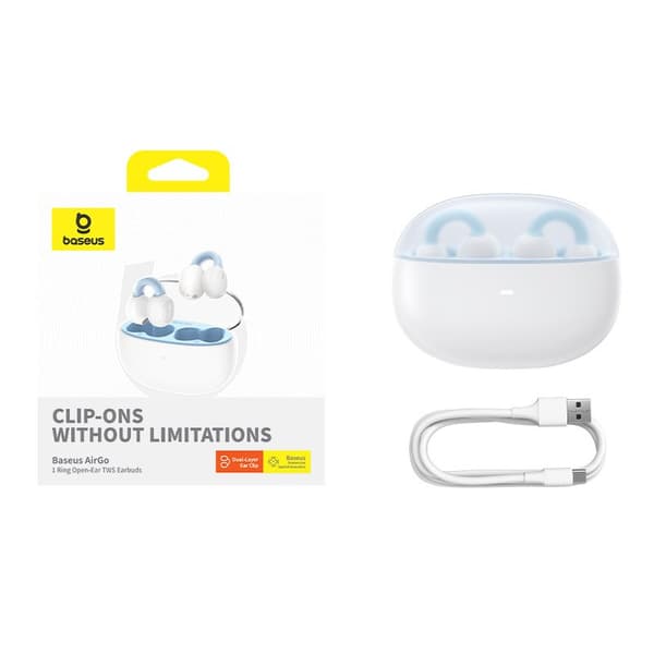 Baseus AirGo 1 Ring Headset True Wireless Stereo (TWS) In-ear opkald/Musik Bluetooth Hvid