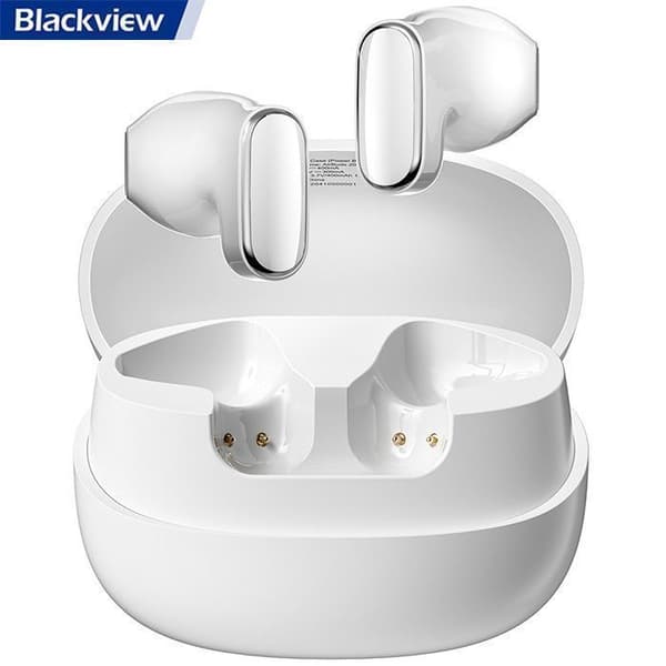 Trådlösa hörlurar Blackview AirBuds 20, Bluetooth-hörlurar med brusreducering DNS 400 mAh IPX4 vattentåliga - Vit