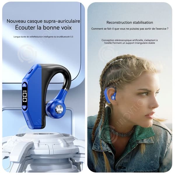 INN Trådlösa bluetooth-hörlurar 140mAh led skärm bluetooth 5,3 USB hängande öron hörlurar benledande för löpning