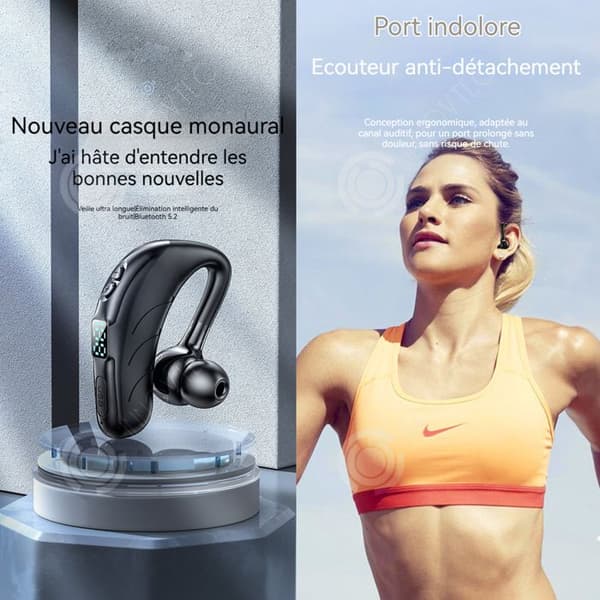 INN Trådlösa bluetooth-hörlurar IPX5 bluetooth 5,2 USB LED-skärm in-ear hörlurar benledande för löpning