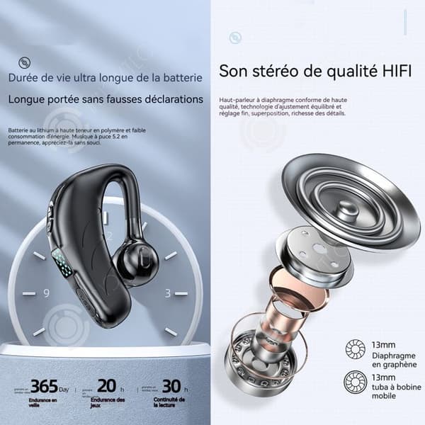 INN Trådlösa bluetooth-hörlurar IPX5 bluetooth 5,2 USB LED-skärm in-ear hörlurar benledande för löpning