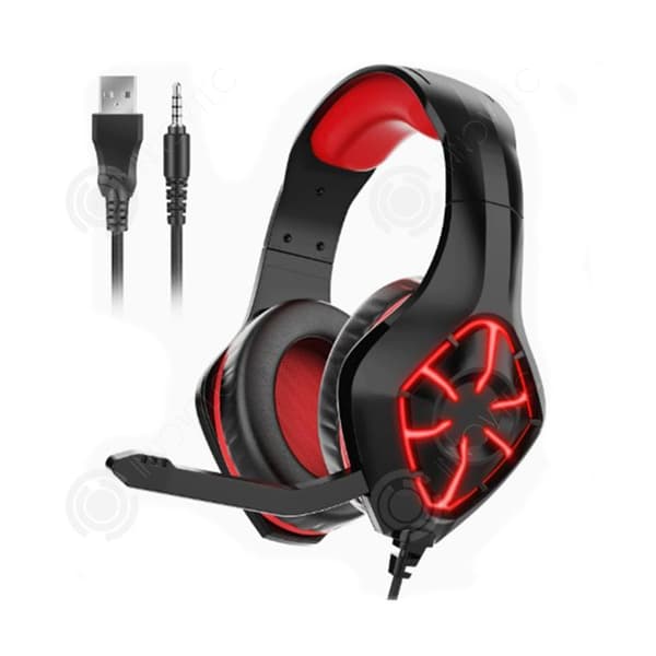 INN Bluetooth-hörlurar 40 mm ljudhuvudtelefoner med kabel, 7-färgers ljuseffekter, stereoljud med 3,5 mm hörlurskontakt