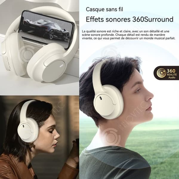 INN Brusreducerande hörlurar för vuxna 300 mah Bluetooth 5.3 Roterbara och hopfällbara och TF-stöd trådlösa Bluetooth-hörlurar med inbyggd mikrofon