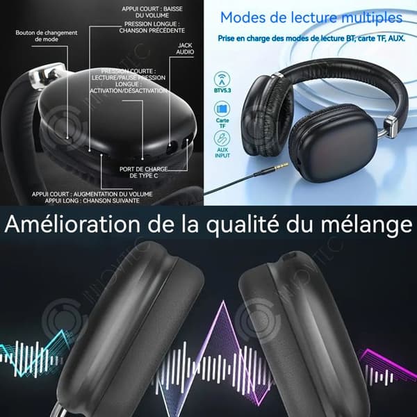 INN Trådlösa hörlurar 350mah bluetooth 5.3 standby tid 200 timmar trådlösa bluetooth hörlurar tre spel lägen Hörlurar