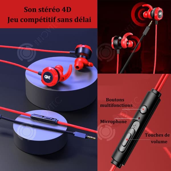 INN Hörlurar med kabel 3,5mm in-ear hörlurar för spel hörlurar med kabel med kraftfull bas och mikrofon ljud