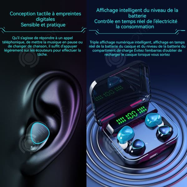 INN trådlösa Bluetooth-hörlurar Fyra par fashionabla högkvalitativa sportvattentäta hörlurar Touch Digital Display