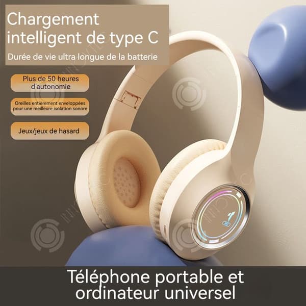 INN Huvudmonterat trådlöst bluetooth-headset 5.2 trådlöst bluetooth-headset hopfällbart bluetooth-headset med aktiv reduktionsfunktion