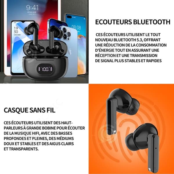 INN Trådlösa bluetooth hörlurar 23 x 25 x 31 mm headset storlek bluetooth hörlurar lång räckvidd brusreducering gäller