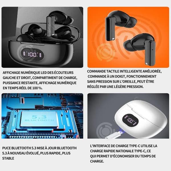 INN Trådlösa bluetooth hörlurar 23 x 25 x 31 mm headset storlek bluetooth hörlurar lång räckvidd brusreducering gäller