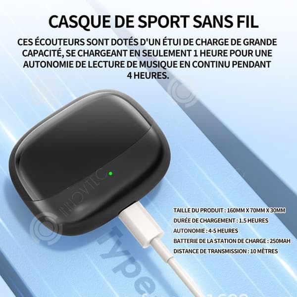 INN Trådlösa bluetooth hörlurar 160mmx70mmx30mm headset storlek bluetooth hörlurar långdistans brusreducering gäller