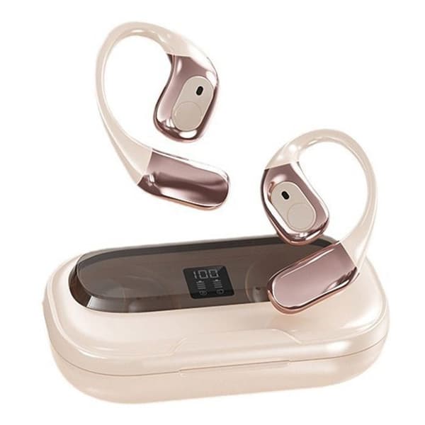 LUNAVO Hörlurar med benledning IPX5 vit 400mA bluetooth 5.4 vattentåliga trådlösa bluetooth-hörlurar