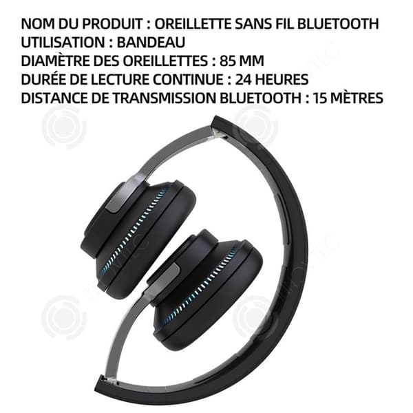 INN Trådlöst bluetooth-headset 24 timmars batteritid 5.1 bluetooth upp till snabbladdning ren basljudkvalitet
