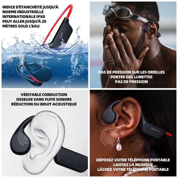 INN Bone conduction hörlurar 5.3 bluetooth upp till 10 timmars kontinuerlig lyssning trådlös sport bluetooth hörlurar ipx8 vattentät 32 GB