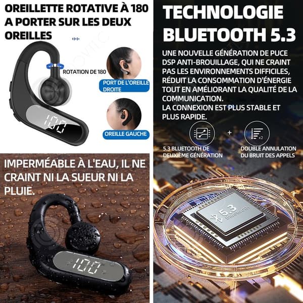 INN Bone Conduction Headphones 5.0 Bluetooth 68 timmars uppspelning Time Bone Conduction Sporthörlurar igång