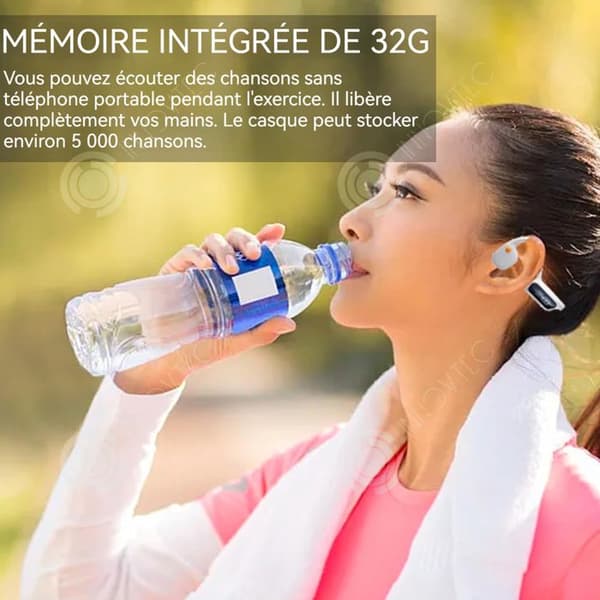 INN Bone conduction hörlurar IP8 230mA vita bluetooth 5.3 trådlösa bluetooth hörlurar med 32 GB minne trådlöst bluetooth headset