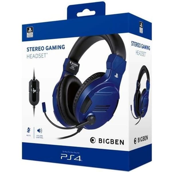Spelheadset med kabel och mikrofon för PS4, PC, Mac och mobiler - Blå - Circumaural - Volymjustering