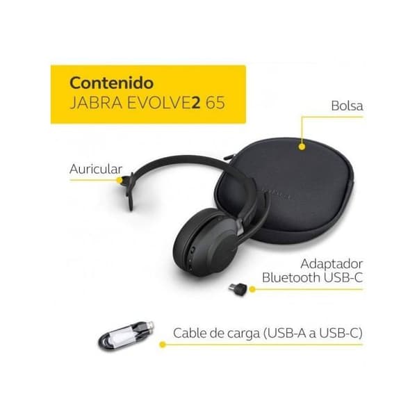 Jabra Evolve2 65 - USB-A UC Mono - Svart