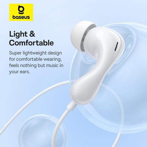 Hörlurar - Baseus - Encok CZ20 - Typ-C - Vit - In-ear