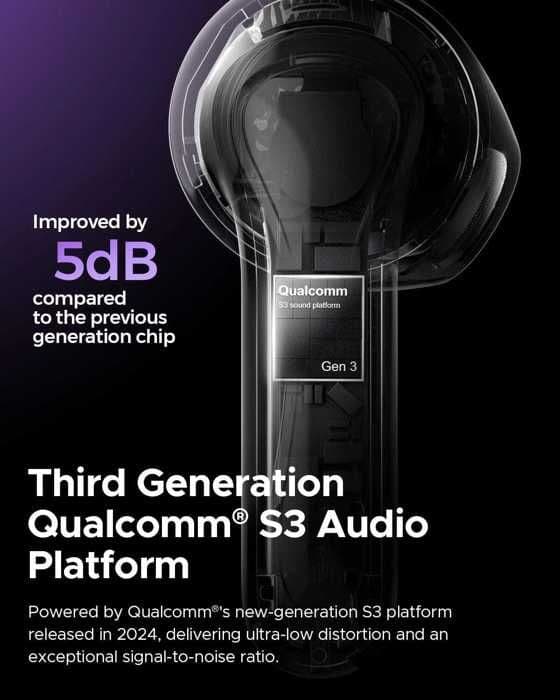 SoundPEATS Air5 -Svart- Trådlösa hörlurar Bluetooth 5.4 med 6 mikrofoner, AI-bakgrundsljudreducering och CVC V8.0.