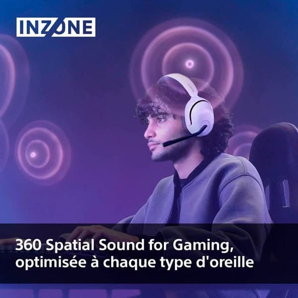 Sony INZONE Wireless H5 Gaming Headset - 360 Spatial Sound för PC/PS5 - Vit-PC-tillbehör