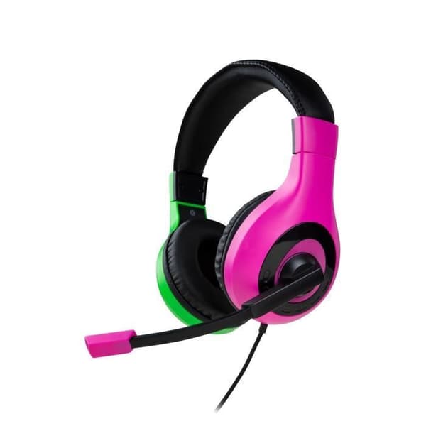 Nintendo Switch Headset V1 Rosa + Grön - 40 mm hörlurar, vridbar mikrofon, bekväma