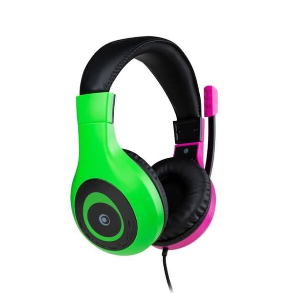 Nintendo Switch Headset V1 Rosa + Grön - 40 mm hörlurar, vridbar mikrofon, bekväma