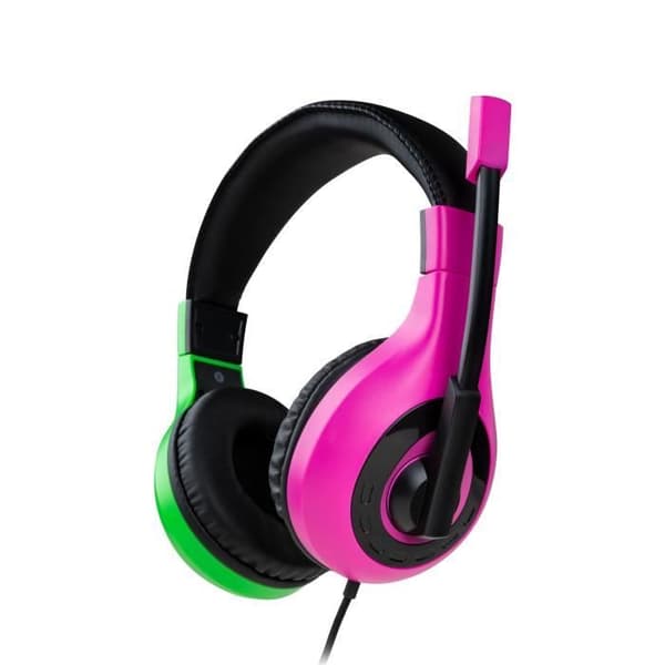 Nintendo Switch Headset V1 Rosa + Grön - 40 mm hörlurar, vridbar mikrofon, bekväma