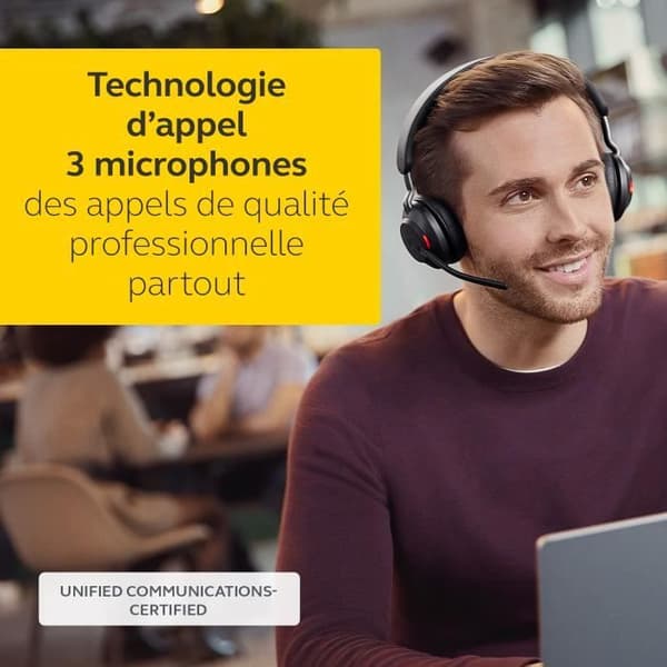 Trådlösa hörlurar - JABRA - Evolve2 65 - USB-C - Stereo - Aktiv brusreducering