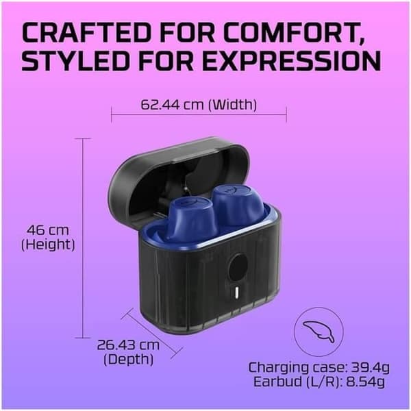 HyperX Cirro Buds Pro-hörlurar med ANC, Bluetooth 5.2, Batteri 35h, Blå