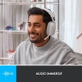 Miniatyrbild 4 av 6: Logitech Zone Vibe 100 PC Headset Lättvikts trådlöst headset med brusreducerande mikrofon - vit