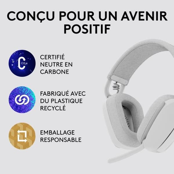 Logitech Zone Vibe 100 PC Headset Lättvikts trådlöst headset med brusreducerande mikrofon - vit