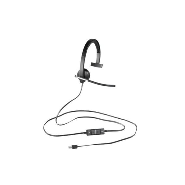 Logitech USB H650e Mono Headset - Kabelansluten med snabb åtkomstkontroll och flexibel mikrofonbom