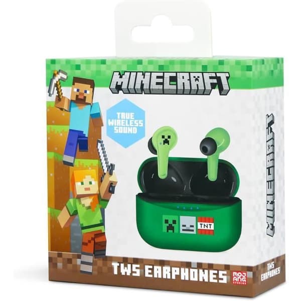 Trådlösa hörlurar - OTL Technologies - Minecraft - Bluetooth V5.3 - In-ear - Grön/Vit