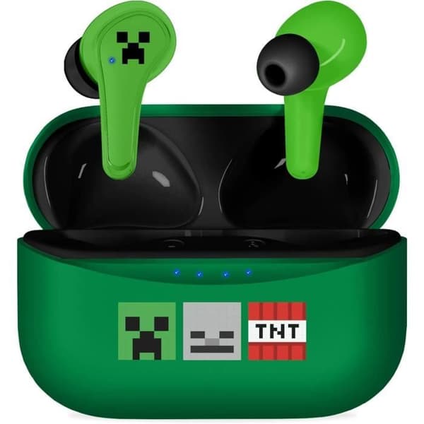 Trådlösa hörlurar - OTL Technologies - Minecraft - Bluetooth V5.3 - In-ear - Grön/Vit