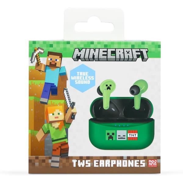 Trådlösa hörlurar - OTL Technologies - Minecraft - Bluetooth V5.3 - In-ear - Grön/Vit