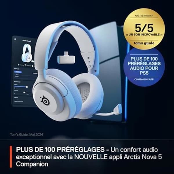 Spelheadset - SteelSeries - Arctis Nova 5P - Trådlöst - 60h batteri - High fidelity-ljud