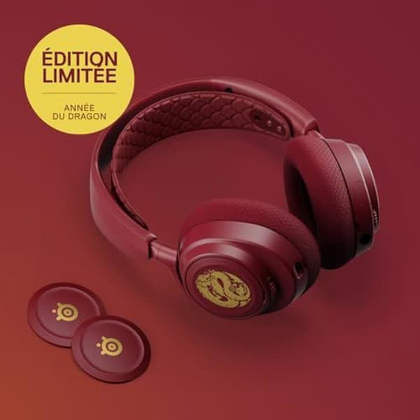 Trådlös hörlur - STEELSERIES - Arctis Nova 7 - Dragon Edition - 360° surroundljud - Dual Wireless 2,4 GHz