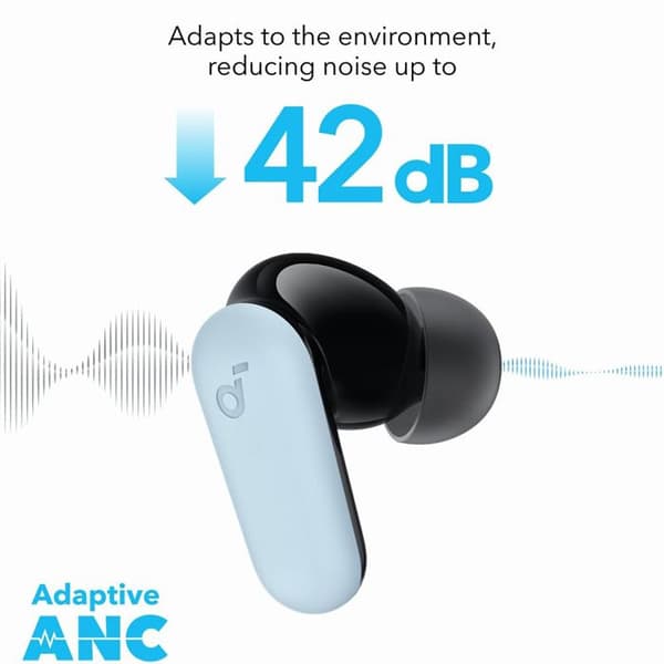 SoundCore P30i (A3959331) TWS trådlösa hörsnäckor, brusreducering, Bluetooth 5.4, pekkontroll, IP54 Anker Blue