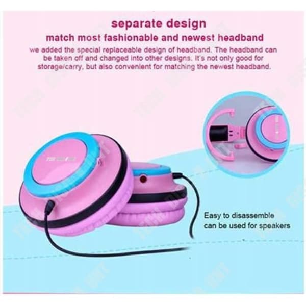 TD® Kabelanslutna ljudhörlurar Kawaii Child Gaming Noise Cancelling Luminous Cat Ear Music Telefon Vikbara kraftfulla hörsnäckor
