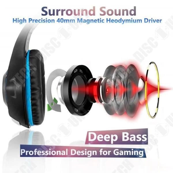 TD® Gaming Headset med mikrofon, Avancerad brusreducering, LED-ljus - TEKNISK RABATT
