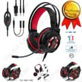 Miniatyrbild 1 av 4: Röd Gaming Headset TD® Gaming Headset med mikrofon för PC och bärbar dator - LED Luminous Black and Red Comfortable